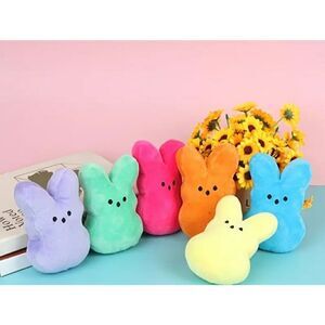 New in Pkg - Set of 6 Peeps Easter Bunny Plush Stuffed Animal Toys
